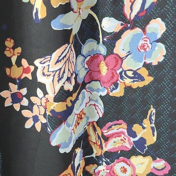 Sophie Max Black Floral Sheer Lined Mini Dress XS Long Sleeve Bohemian Western - Picture 8 of 12